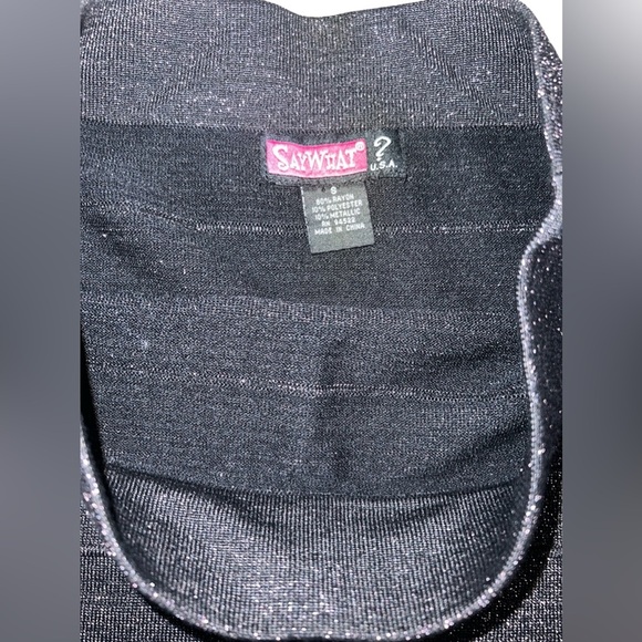 3 FOR $15 🙌🏼 Say What USA Small Bandage Mini Skirt Black w/ Brown Gold Metallic - Picture 2 of 2